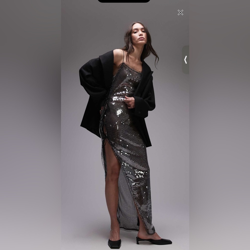 Black/dark silver Sequin topshop Dress